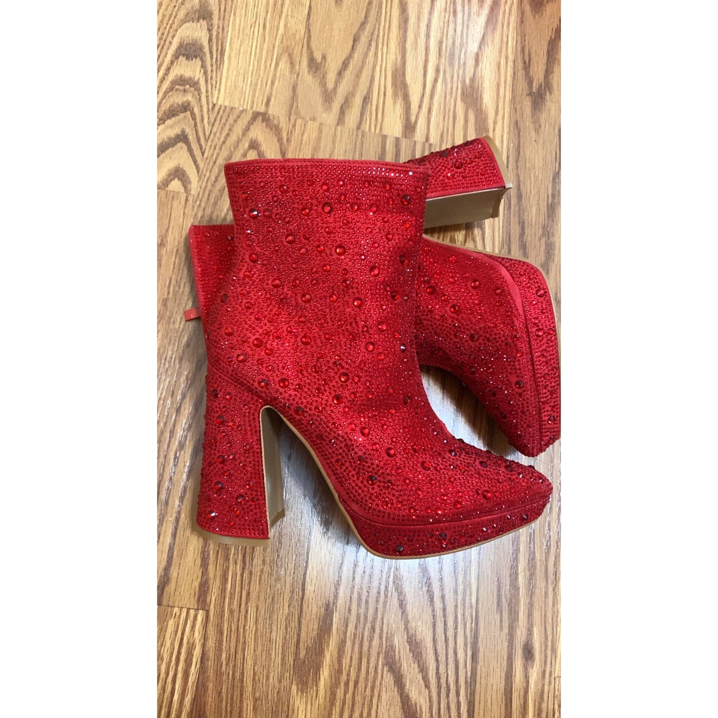 Rocket Red Rhinestone Mini Platform Bootie