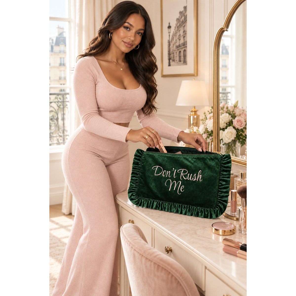 Don’t Rush Me Velvet Travel Pouch