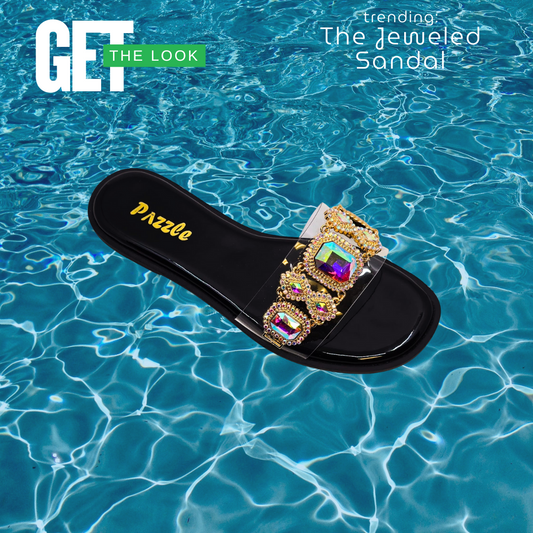 001 Pizza Jeweled Flat Sandal