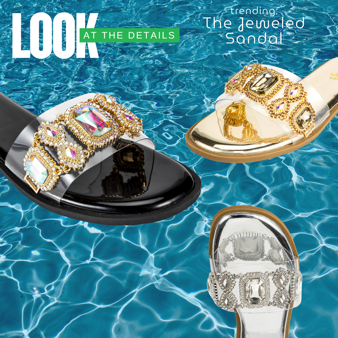 001 Pizza Jeweled Flat Sandal