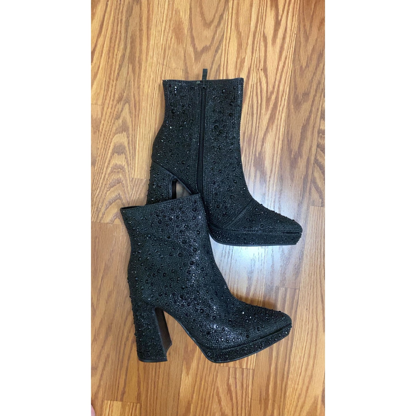 Rocket Black Rhinestone Mini Platform Bootie