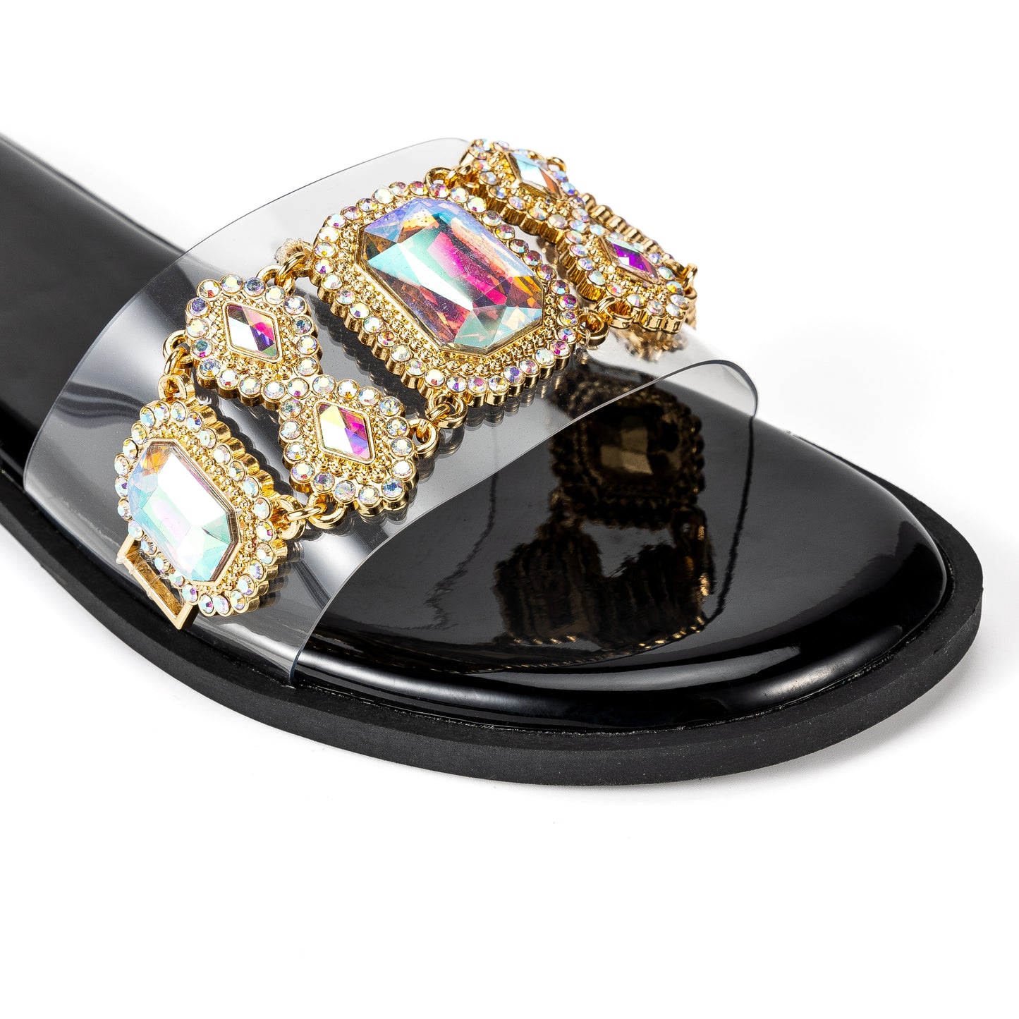 001 Pizza Jeweled Flat Sandal