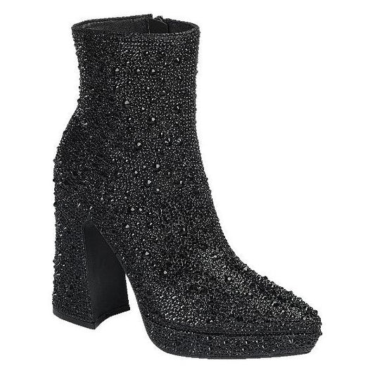 Rocket Black Rhinestone Mini Platform Bootie