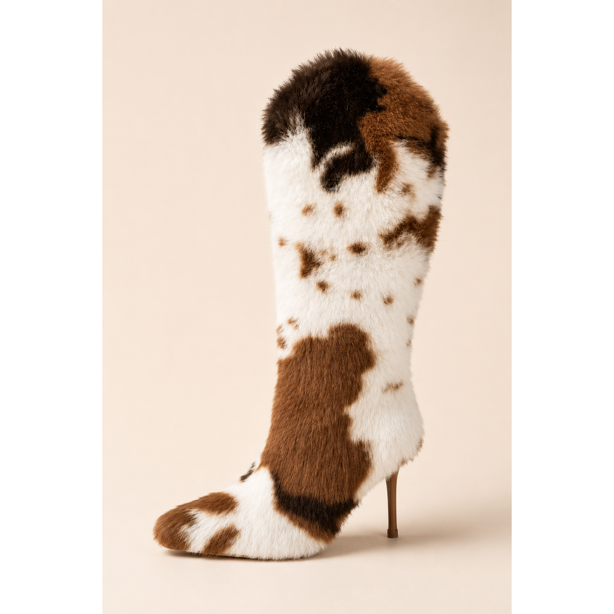 Ava Faux Fur Cow Print Boot