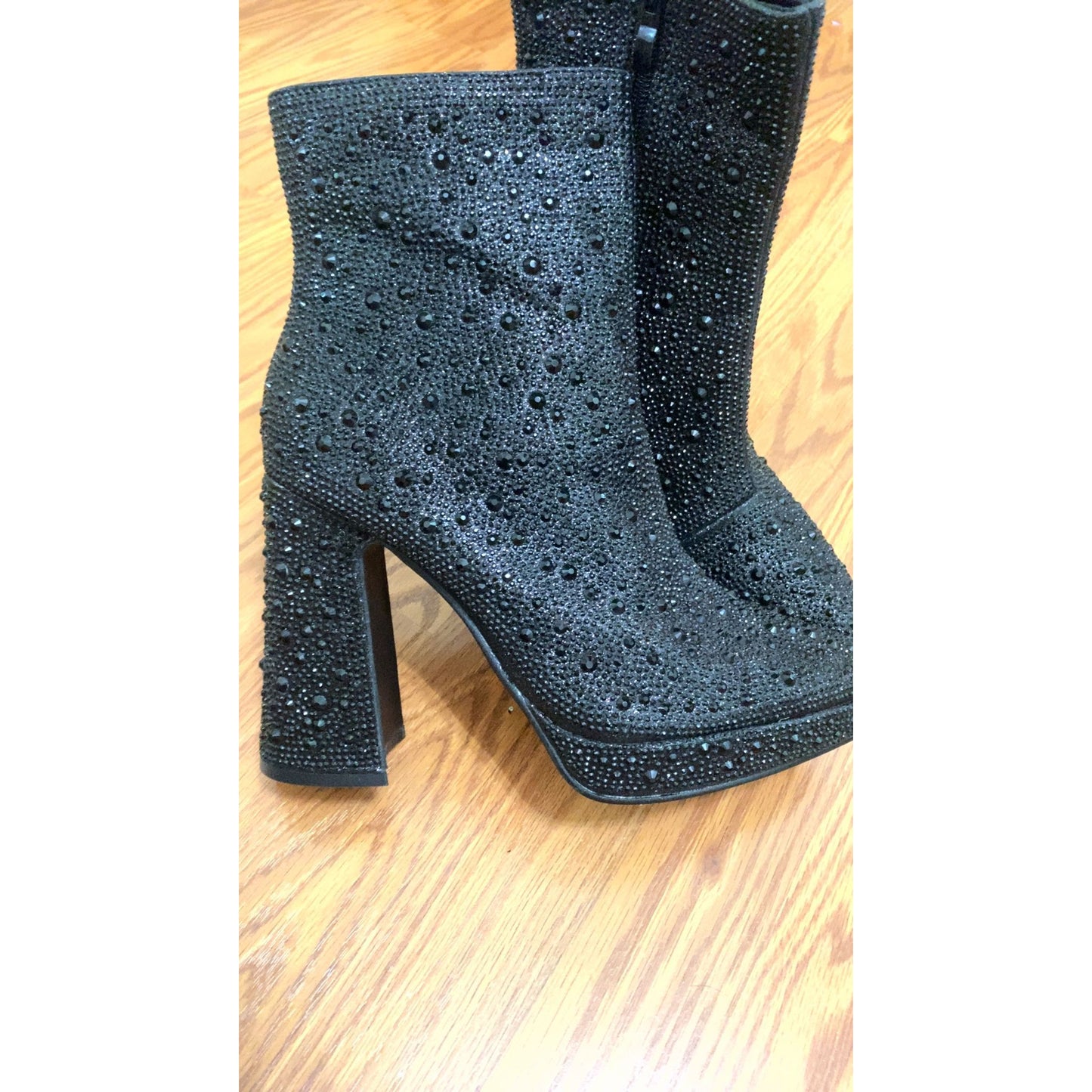 Rocket Black Rhinestone Mini Platform Bootie