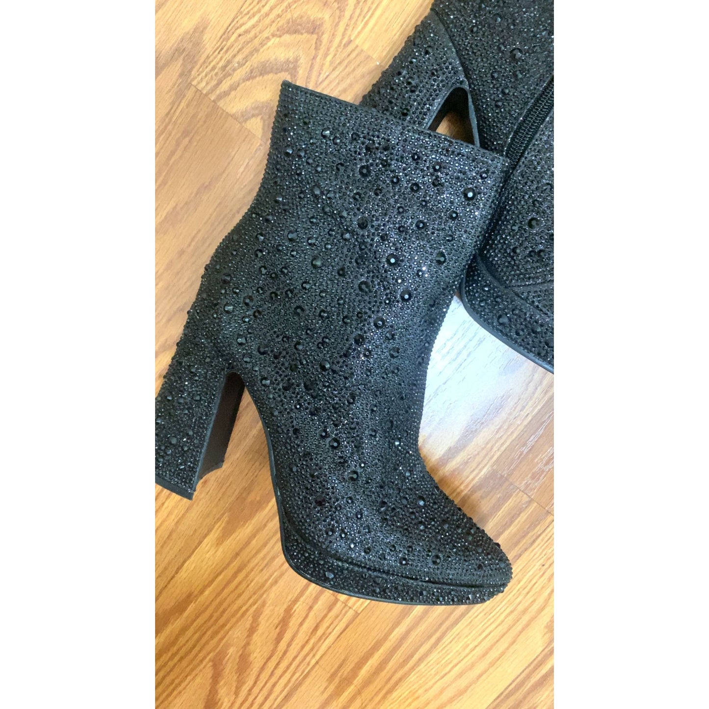 Rocket Black Rhinestone Mini Platform Bootie