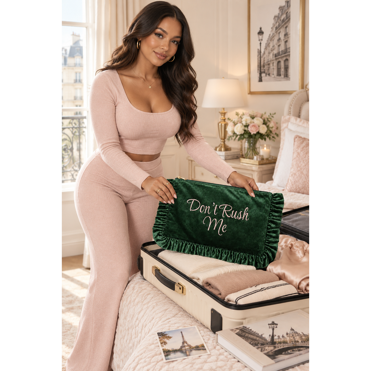 Don’t Rush Me Velvet Travel Pouch